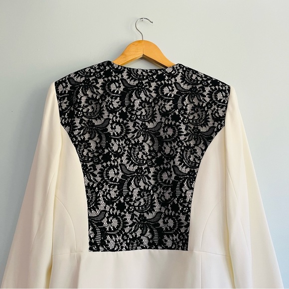 Laundry by Shelli Segal  Cream White Black Lace Blazer Jacket Size 16 NWT - Picture 3 of 16